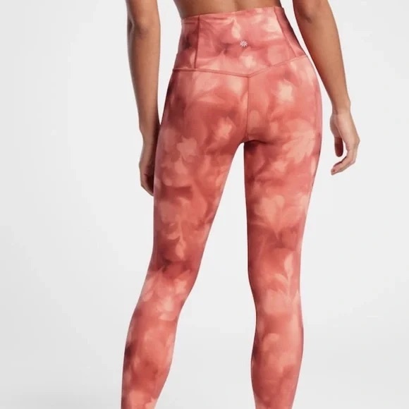Athleta Elation Printed 7/8 Tight legging Serene Island Coral orange SIZE medium - Picture 2 of 6